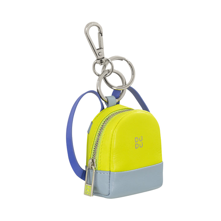 DUDU Piccolo Portamonete Borsello con Portachiavi Donna in Pelle, Design a Mini Zainetto, Cerniera Zip, Doppio Anello e Moschettone