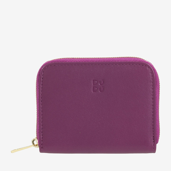 DUDU Portamonete Uomo Donna Piccolo Tascabile in Pelle Colorata con Cerniera, Tasche Porta Tessere, Portafoglio Compatto