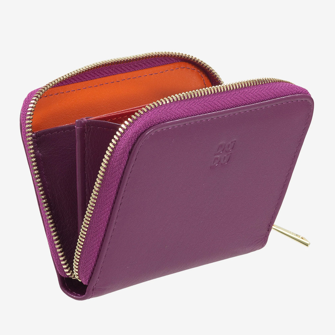 DUDU Portamonete Uomo Donna Piccolo Tascabile in Pelle Colorata con Cerniera, Tasche Porta Tessere, Portafoglio Compatto
