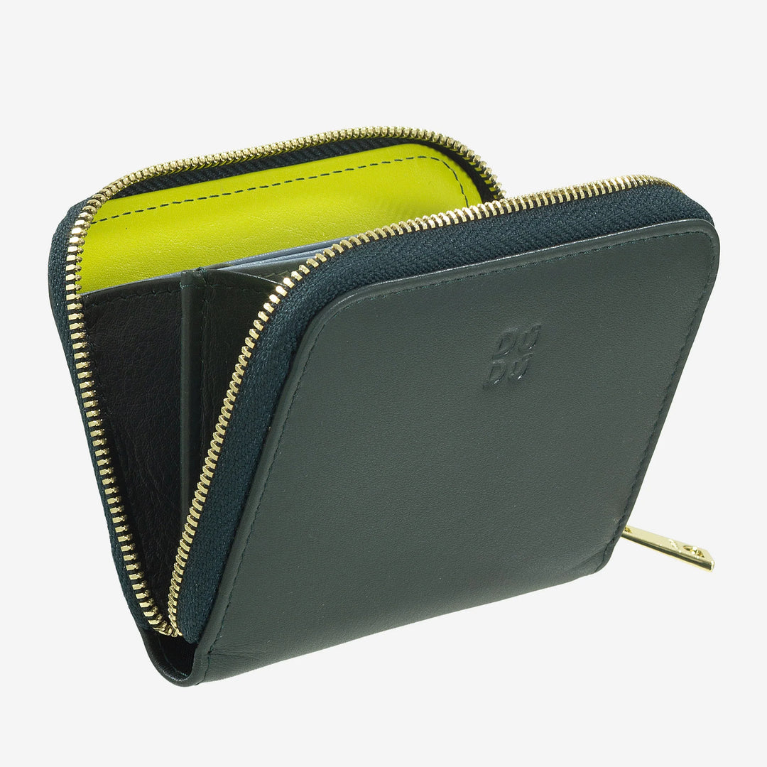 DUDU Portamonete Uomo Donna Piccolo Tascabile in Pelle Colorata con Cerniera, Tasche Porta Tessere, Portafoglio Compatto