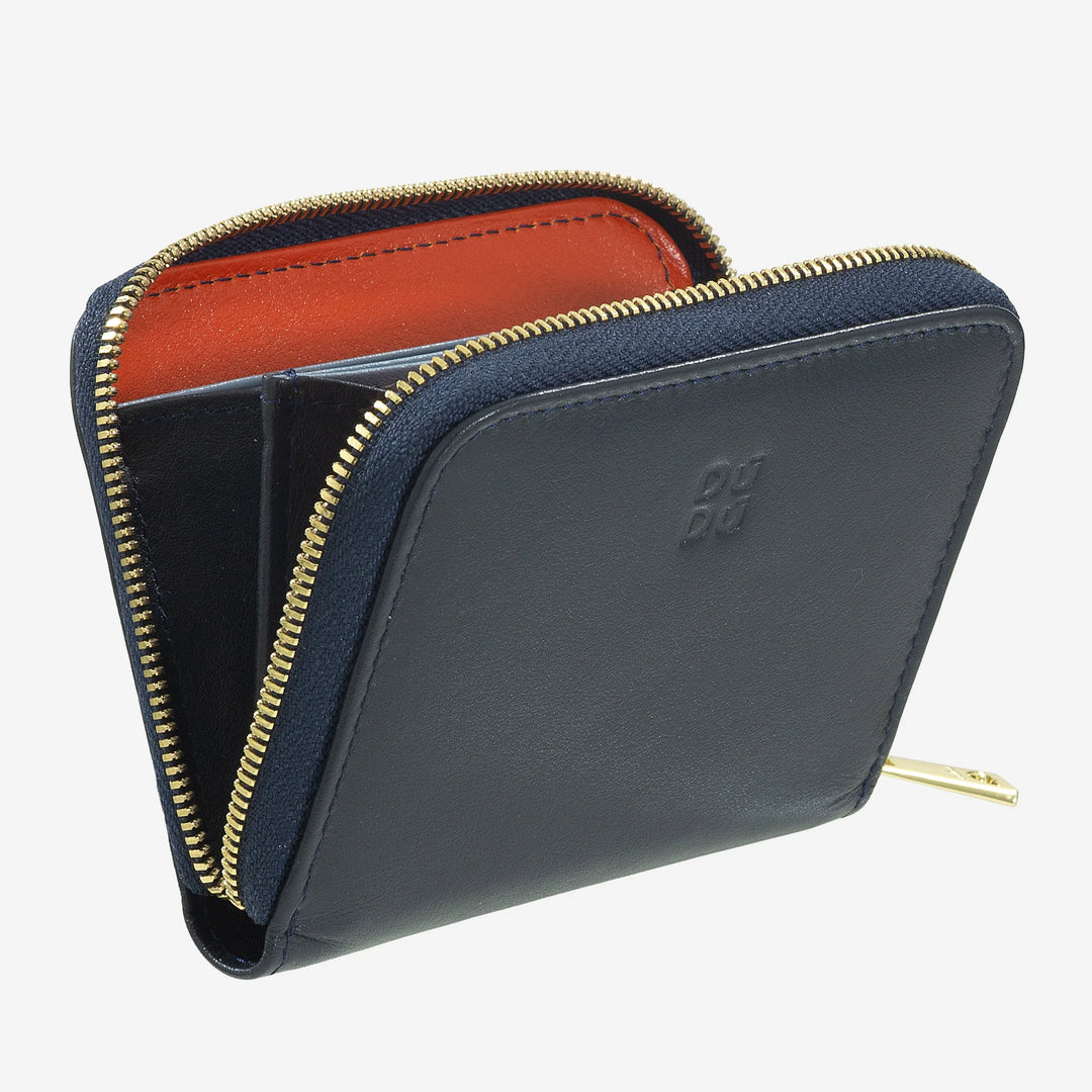 DUDU Portamonete Uomo Donna Piccolo Tascabile in Pelle Colorata con Cerniera, Tasche Porta Tessere, Portafoglio Compatto