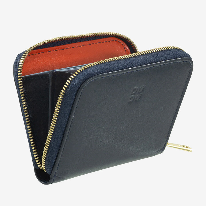 DUDU Portamonete Uomo Donna Piccolo Tascabile in Pelle Colorata con Cerniera, Tasche Porta Tessere, Portafoglio Compatto