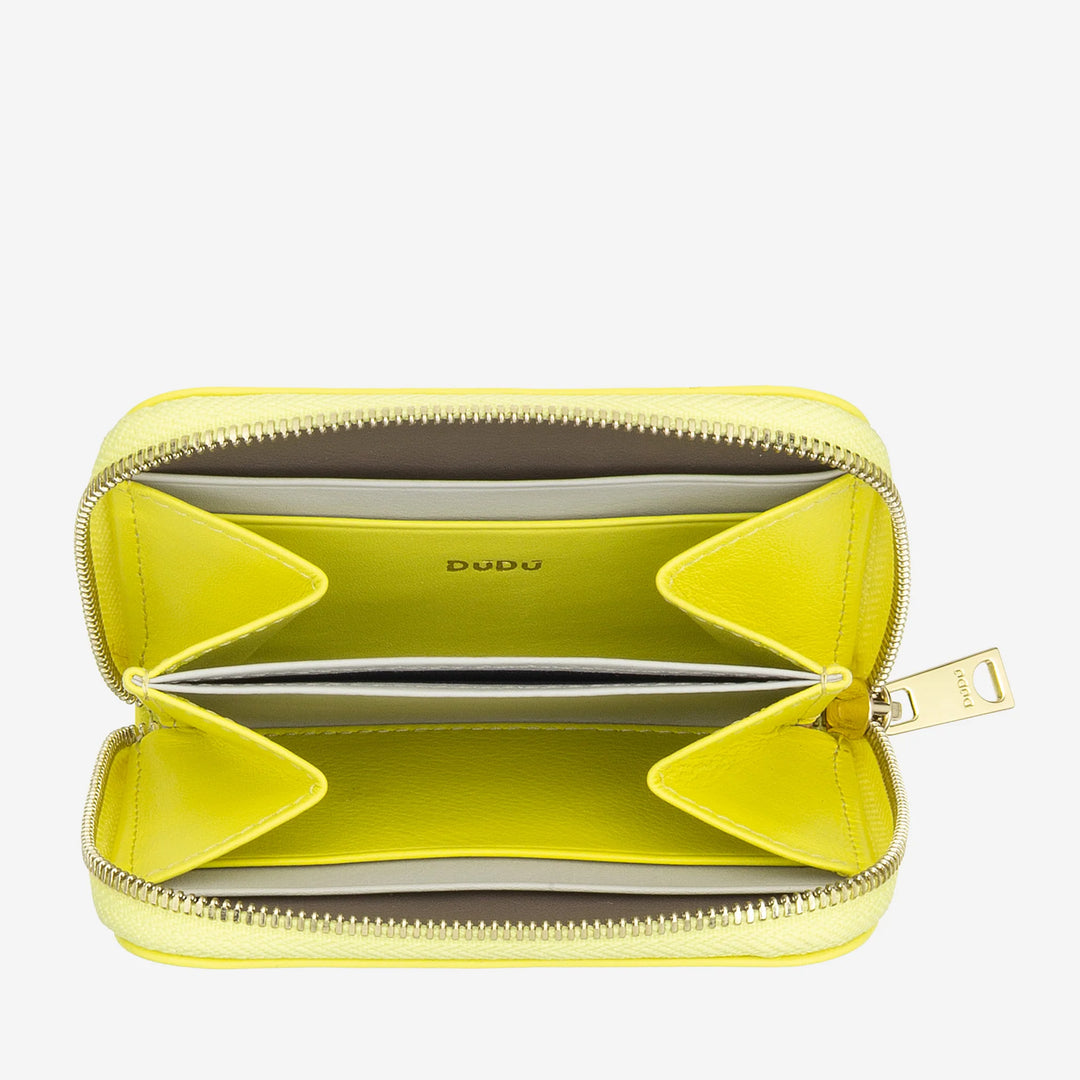 DUDU Portamonete Uomo Donna Piccolo Tascabile in Pelle Colorata con Cerniera, Tasche Porta Tessere, Portafoglio Compatto