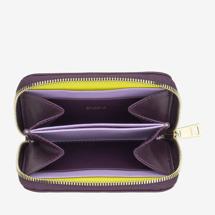 DUDU Portamonete Uomo Donna Piccolo Tascabile in Pelle Colorata con Cerniera, Tasche Porta Tessere, Portafoglio Compatto