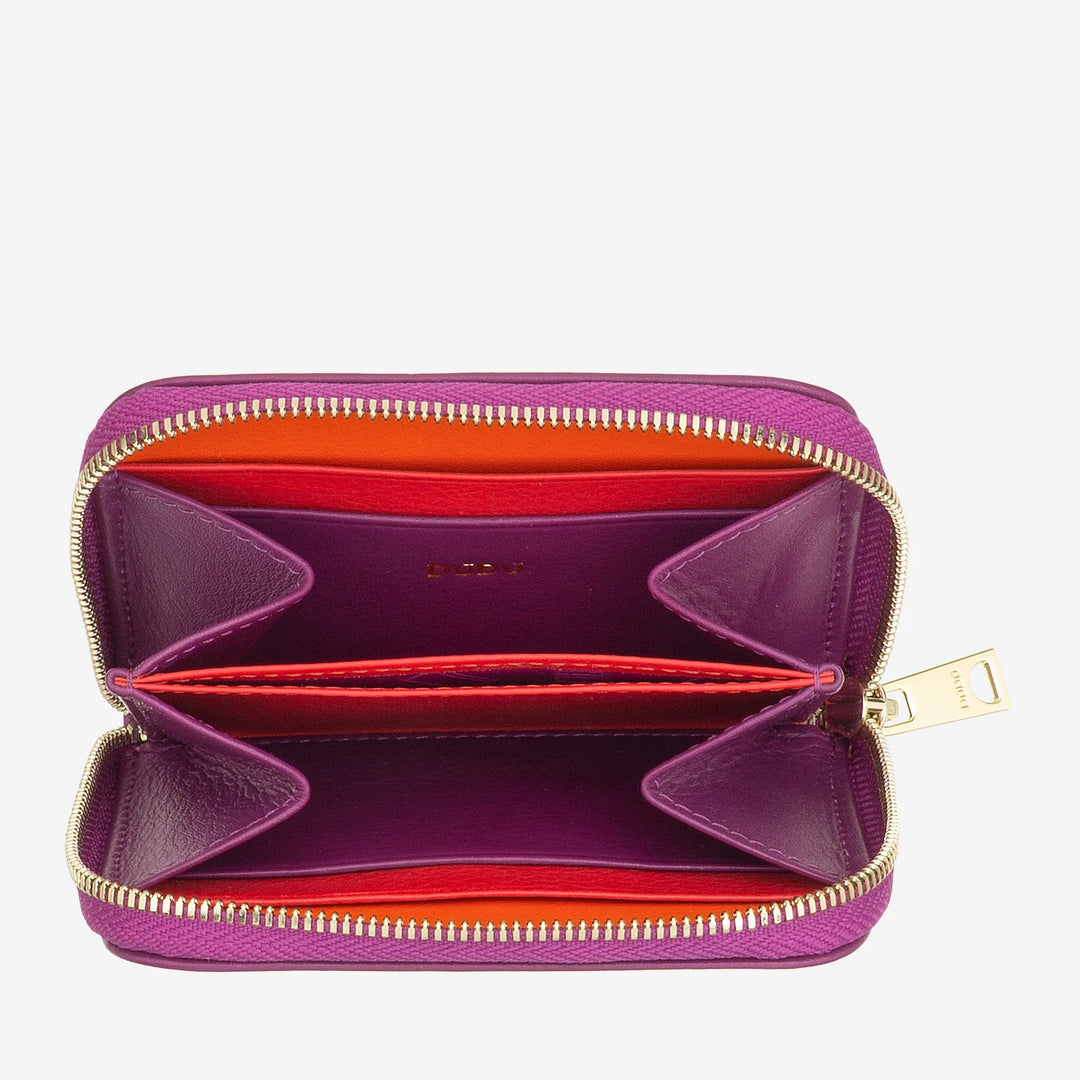 DUDU Portamonete Uomo Donna Piccolo Tascabile in Pelle Colorata con Cerniera, Tasche Porta Tessere, Portafoglio Compatto