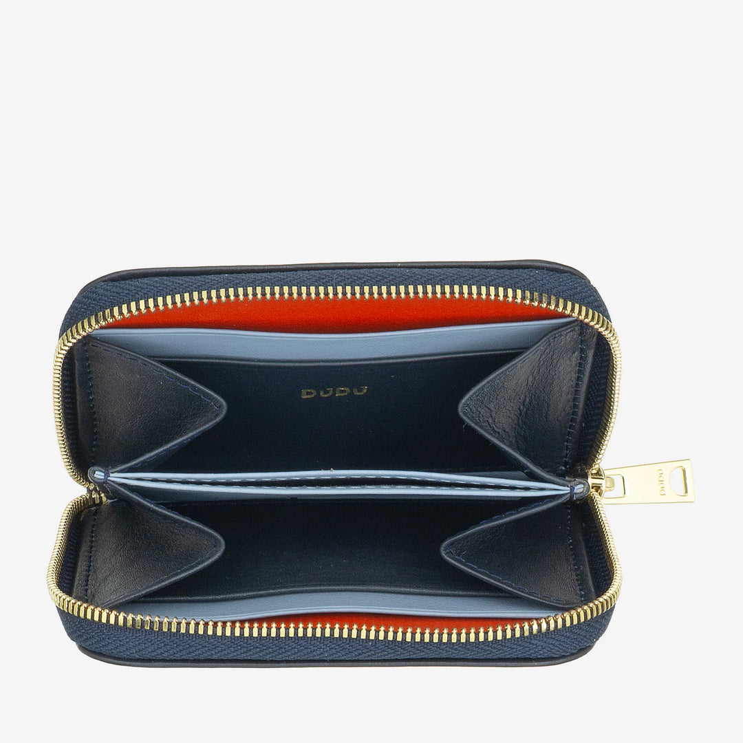 DUDU Portamonete Uomo Donna Piccolo Tascabile in Pelle Colorata con Cerniera, Tasche Porta Tessere, Portafoglio Compatto