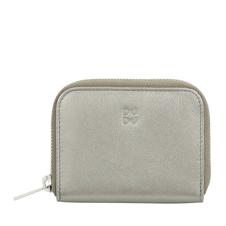 DUDU Portamonete Uomo Donna Piccolo Tascabile in Pelle Colorata con Cerniera, Tasche Porta Tessere, Portafoglio Compatto