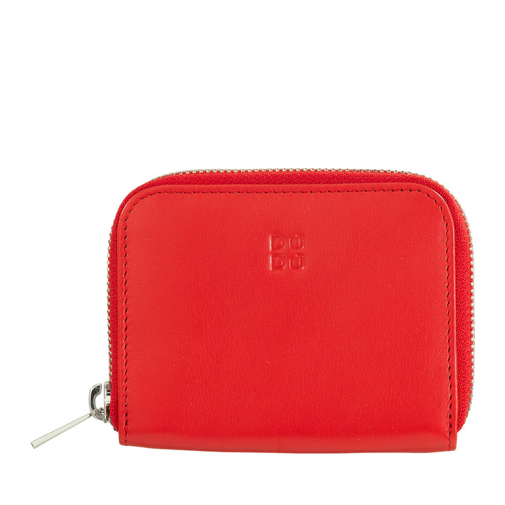 DUDU Portamonete Uomo Donna Piccolo Tascabile in Pelle Colorata con Cerniera, Tasche Porta Tessere, Portafoglio Compatto