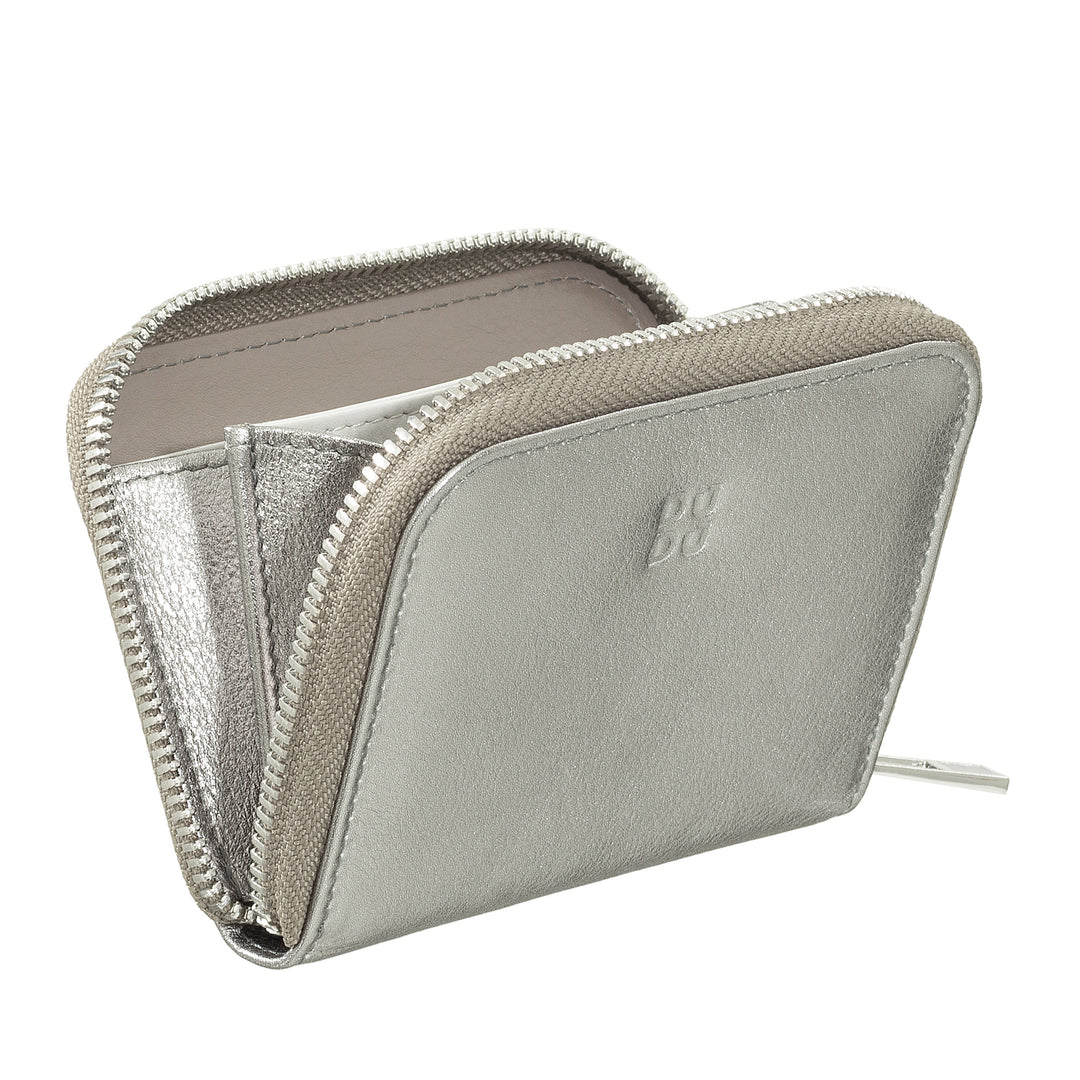DUDU Portamonete Uomo Donna Piccolo Tascabile in Pelle Colorata con Cerniera, Tasche Porta Tessere, Portafoglio Compatto