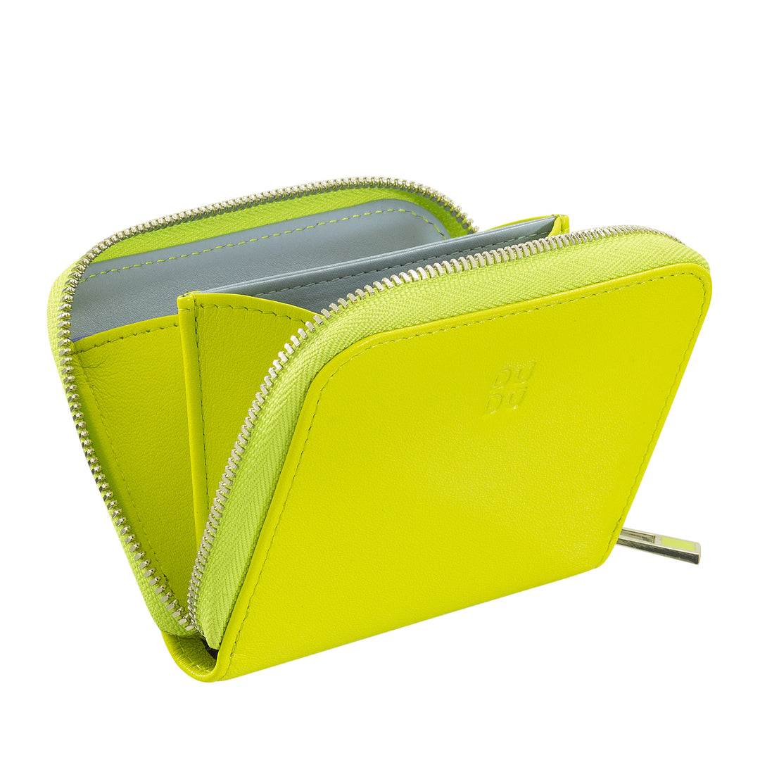 DUDU Portamonete Uomo Donna Piccolo Tascabile in Pelle Colorata con Cerniera, Tasche Porta Tessere, Portafoglio Compatto