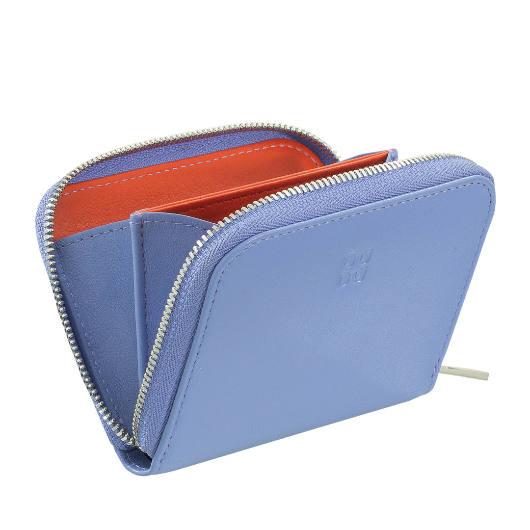 DUDU Portamonete Uomo Donna Piccolo Tascabile in Pelle Colorata con Cerniera, Tasche Porta Tessere, Portafoglio Compatto