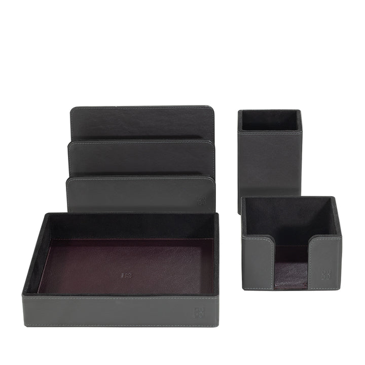 DUDU Set da Scrivania in Pelle per Ufficio 4 pz con Svuotatasche Porta Penne Porta Lettere Porta Block Notes