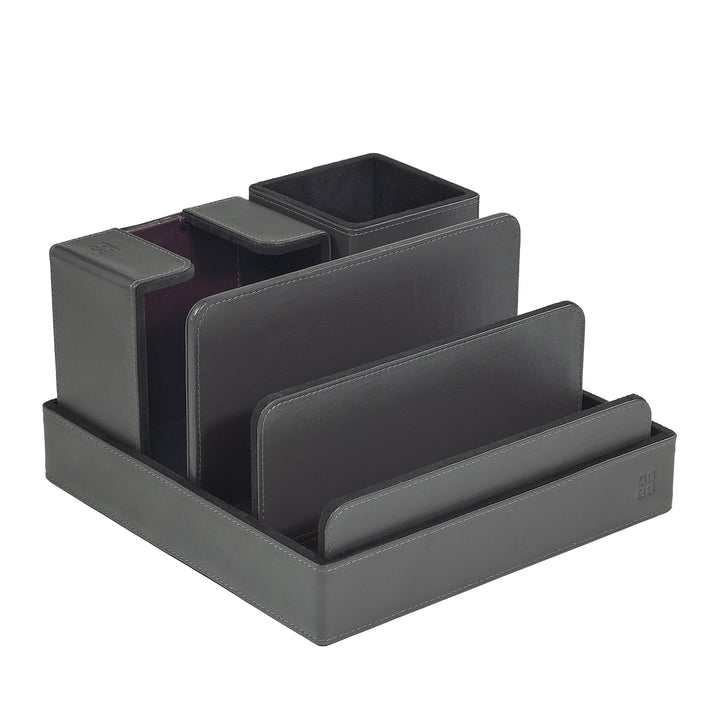 DUDU Set da Scrivania in Pelle per Ufficio 4 pz con Svuotatasche Porta Penne Porta Lettere Porta Block Notes