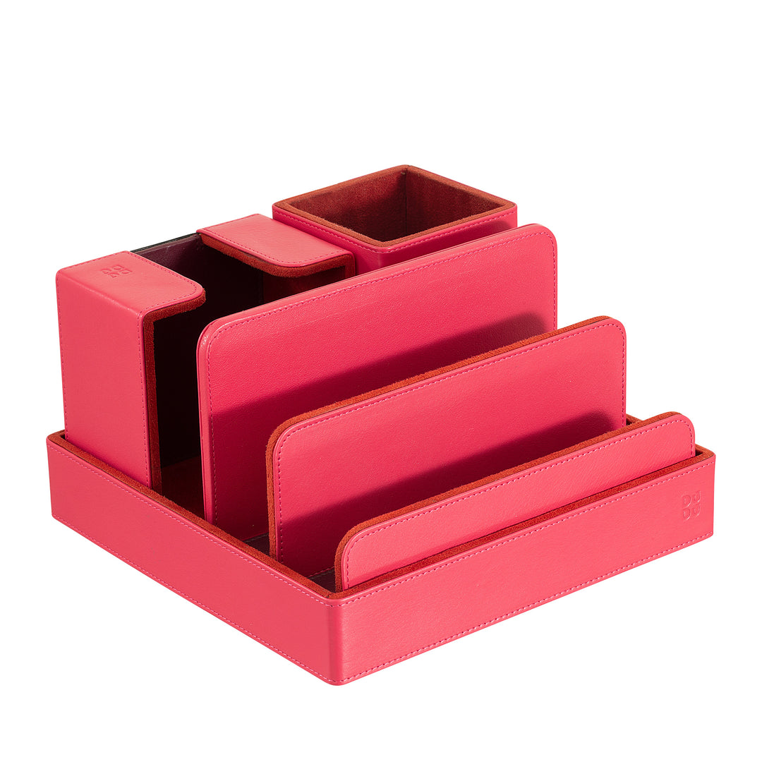 DUDU Set da Scrivania in Pelle per Ufficio 4 pz con Svuotatasche Porta Penne Porta Lettere Porta Block Notes