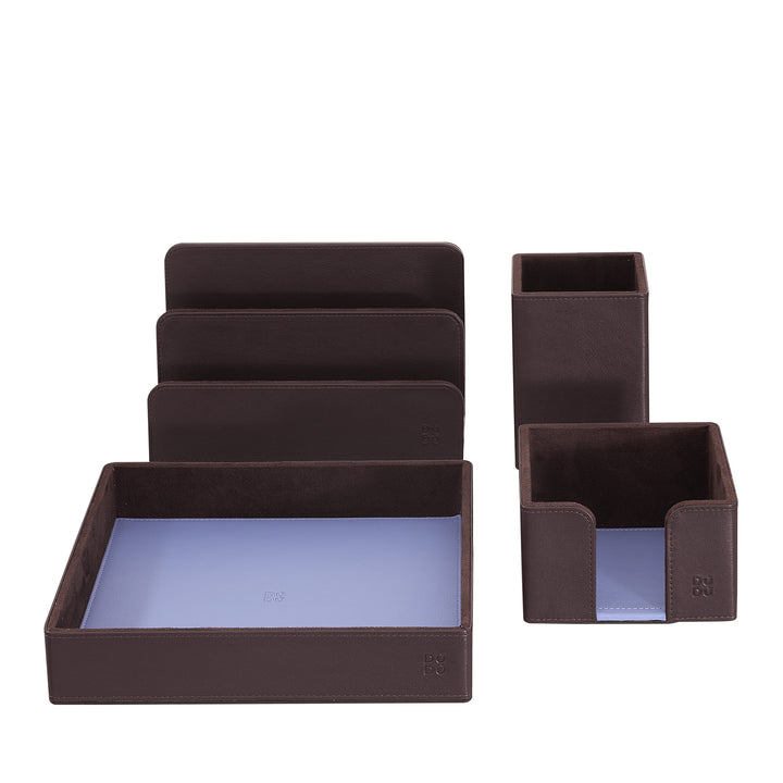 DUDU Set da Scrivania in Pelle per Ufficio 4 pz con Svuotatasche Porta Penne Porta Lettere Porta Block Notes