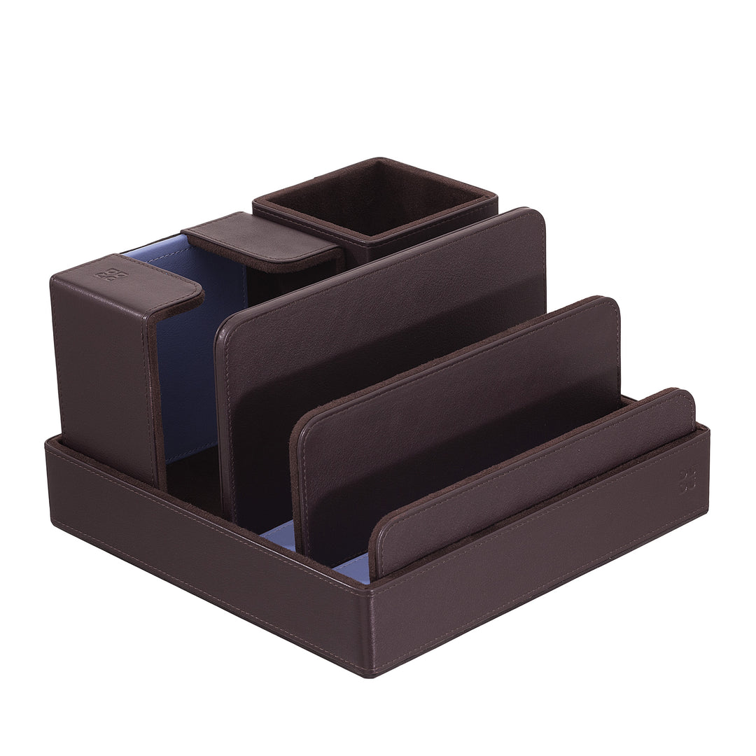 DUDU Set da Scrivania in Pelle per Ufficio 4 pz con Svuotatasche Porta Penne Porta Lettere Porta Block Notes