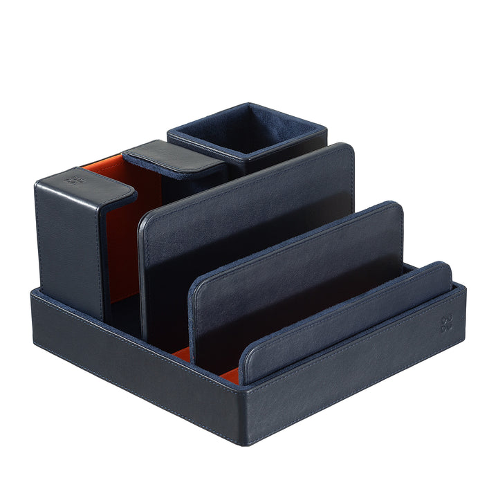 DUDU Set da Scrivania in Pelle per Ufficio 4 pz con Svuotatasche Porta Penne Porta Lettere Porta Block Notes