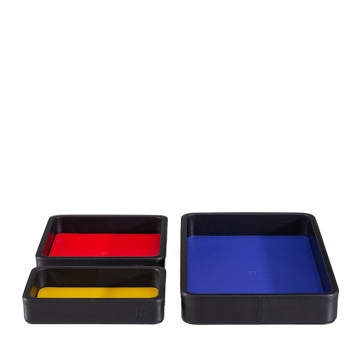 DUDU Set Svuotatasche in Pelle da 3pz, Vassoio Portaoggetti da Tavolo Casa Scrivania Ufficio, Porta Chiavi, Monete, Telefono