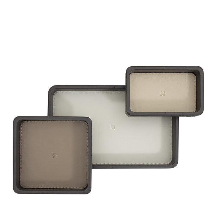 DUDU Set Svuotatasche in Pelle da 3pz, Vassoio Portaoggetti da Tavolo Casa Scrivania Ufficio, Porta Chiavi, Monete, Telefono