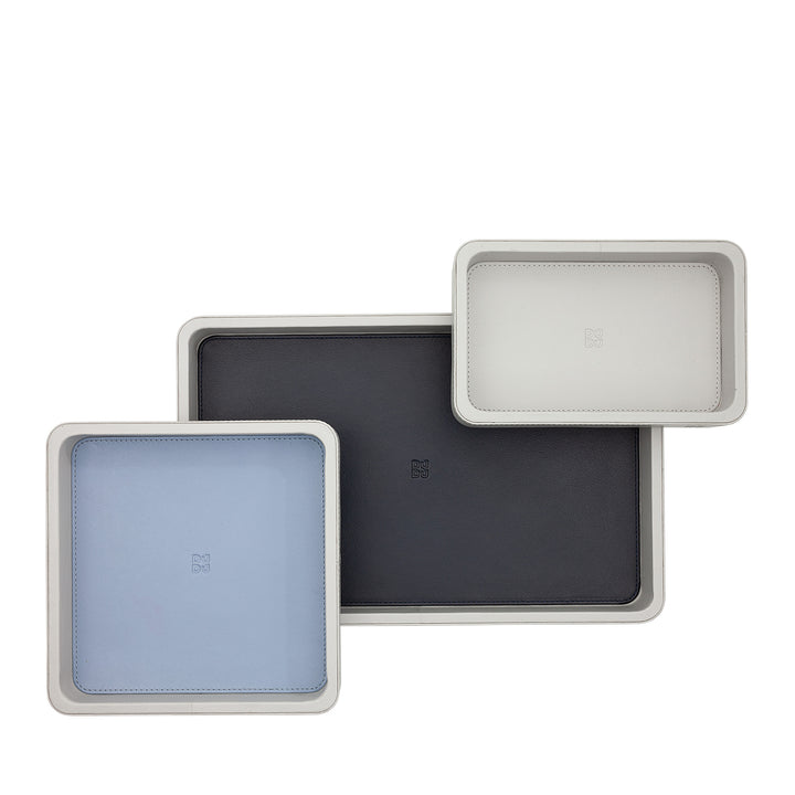 DUDU Set Svuotatasche in Pelle da 3pz, Vassoio Portaoggetti da Tavolo Casa Scrivania Ufficio, Porta Chiavi, Monete, Telefono