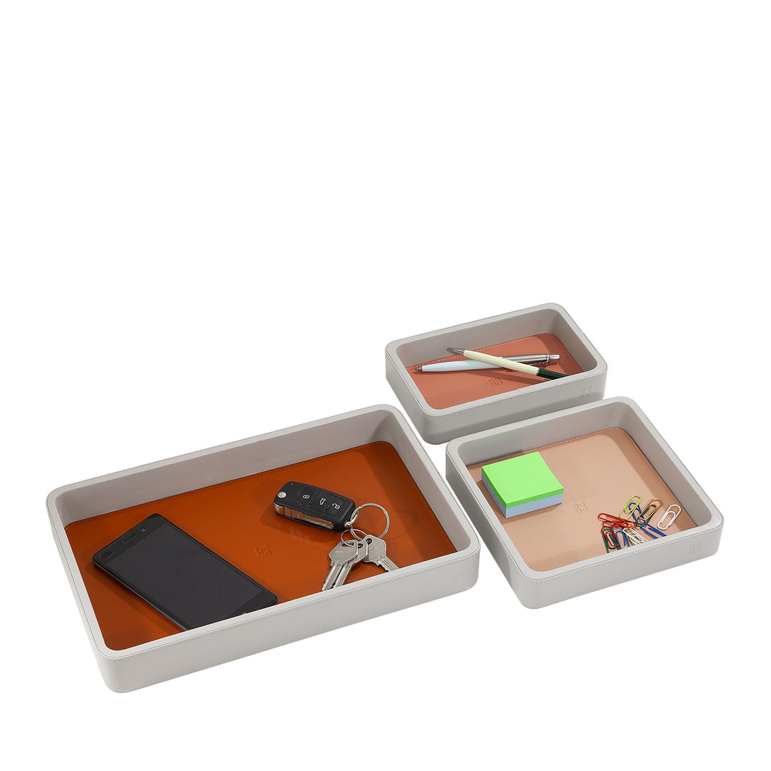 DUDU Set Svuotatasche in Pelle da 3pz, Vassoio Portaoggetti da Tavolo Casa Scrivania Ufficio, Porta Chiavi, Monete, Telefono