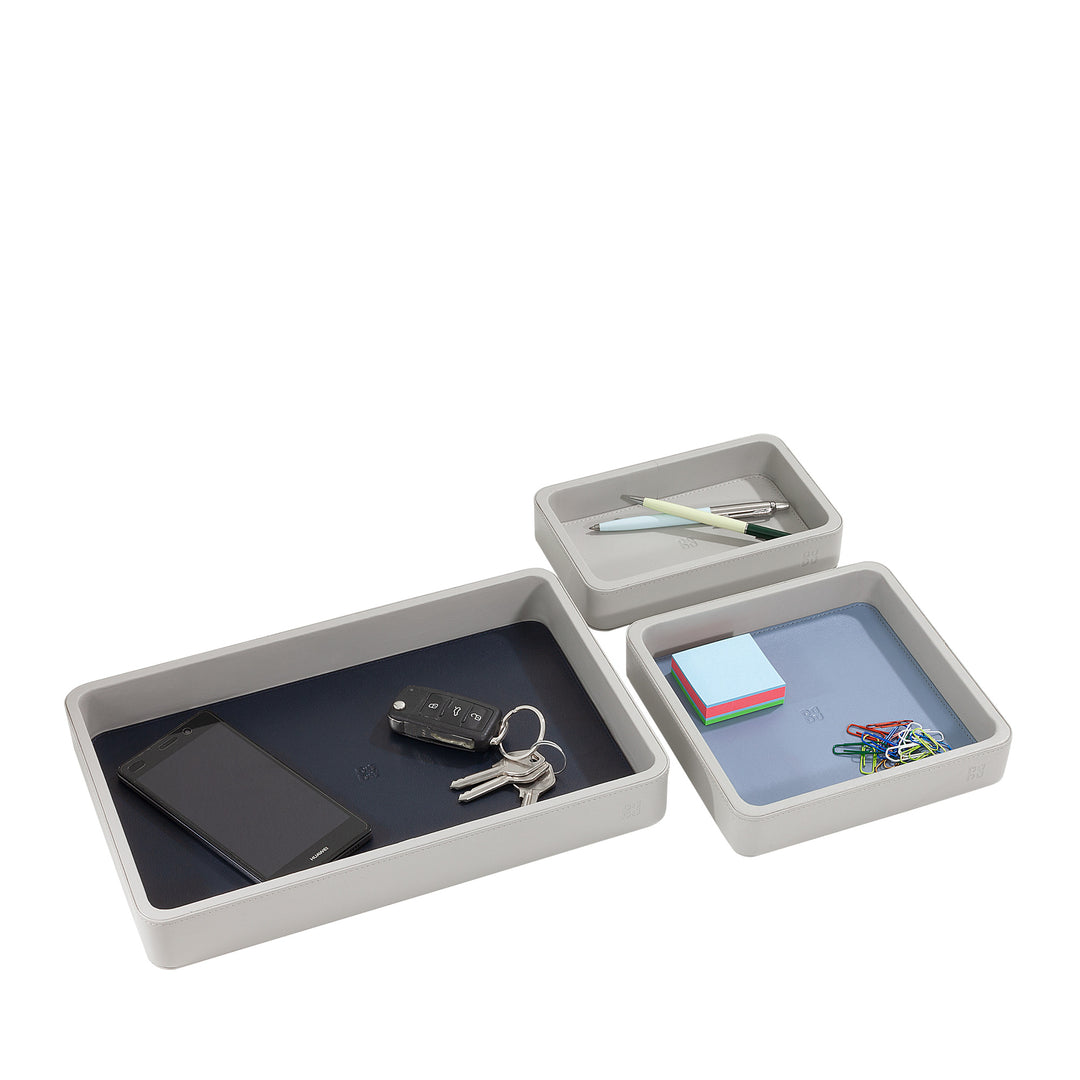 DUDU Set Svuotatasche in Pelle da 3pz, Vassoio Portaoggetti da Tavolo Casa Scrivania Ufficio, Porta Chiavi, Monete, Telefono
