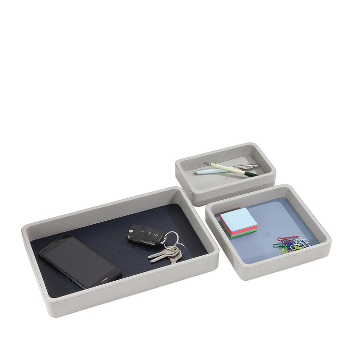 DUDU Set Svuotatasche in Pelle da 3pz, Vassoio Portaoggetti da Tavolo Casa Scrivania Ufficio, Porta Chiavi, Monete, Telefono