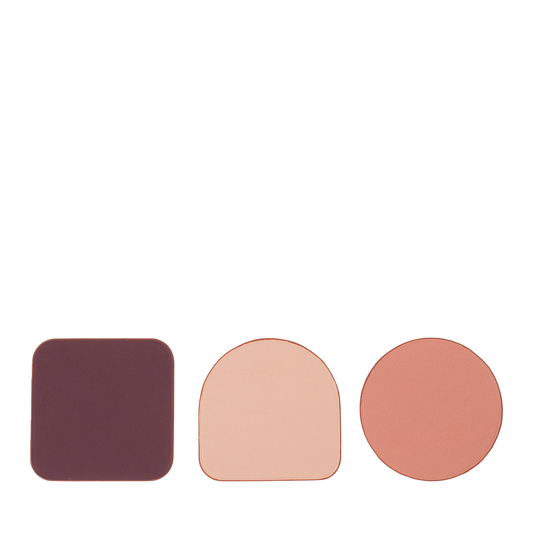 DUDU Set di 3 Sottobicchieri in Morbida Pelle Colorati, Bifacciale Double Face, di Forma Quadrati Rotondi, 9,5x9,5 cm, Design Elegante