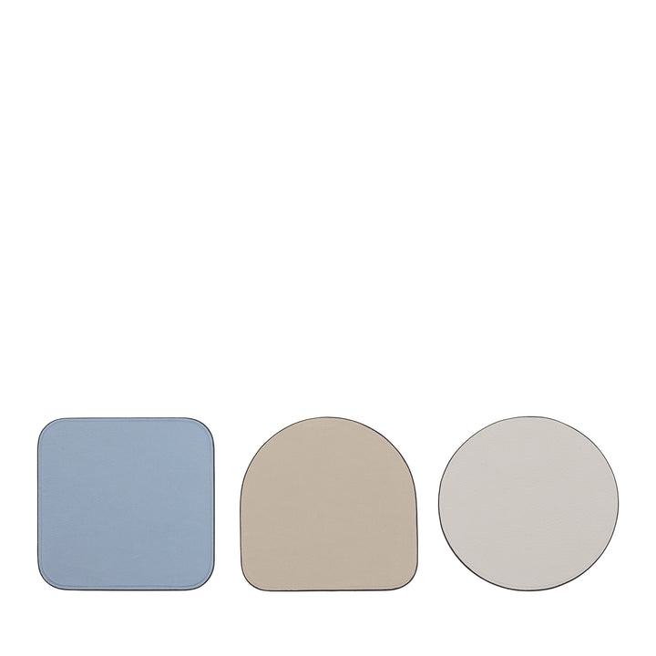 DUDU Set di 3 Sottobicchieri in Morbida Pelle Colorati, Bifacciale Double Face, di Forma Quadrati Rotondi, 9,5x9,5 cm, Design Elegante