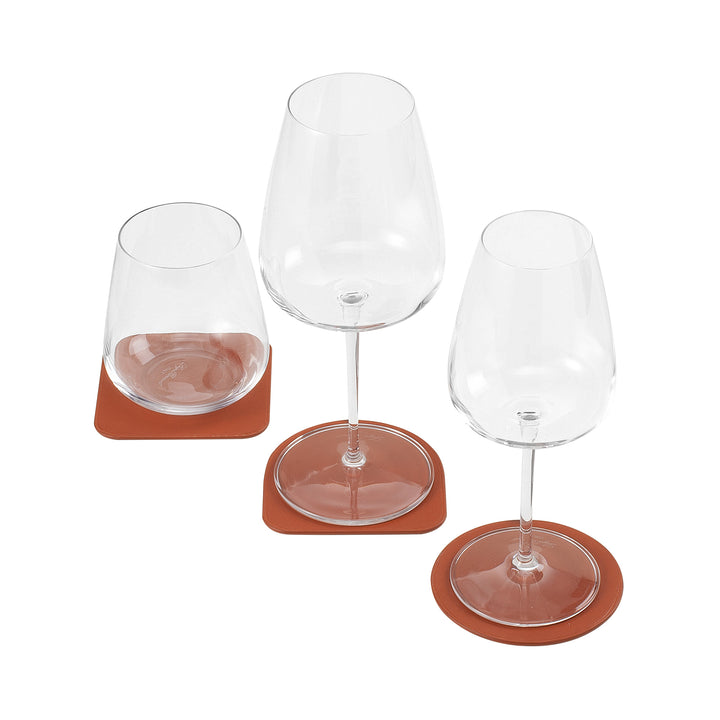 DUDU Set di 3 Sottobicchieri in Morbida Pelle Colorati, Bifacciale Double Face, di Forma Quadrati Rotondi, 9,5x9,5 cm, Design Elegante