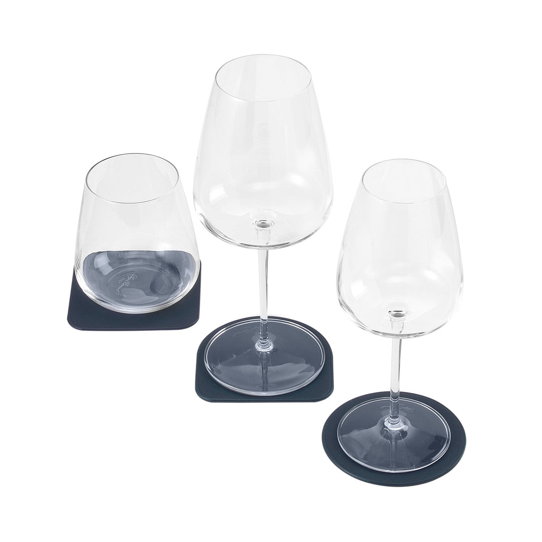DUDU Set di 3 Sottobicchieri in Morbida Pelle Colorati, Bifacciale Double Face, di Forma Quadrati Rotondi, 9,5x9,5 cm, Design Elegante