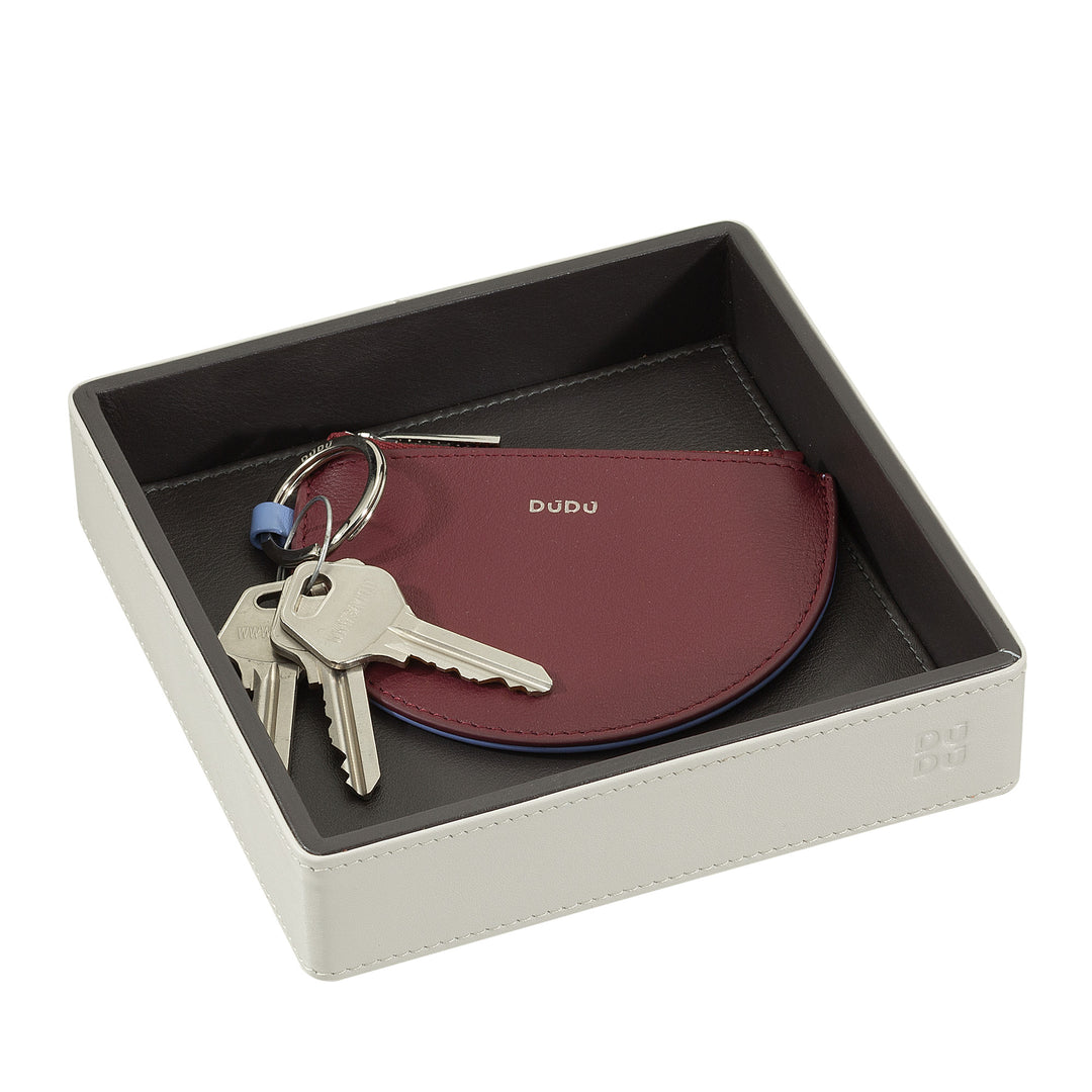 DUDU Svuotatasche in Pelle Colorato di Design da Ingresso Porta Oggetti, 14x14cm, con Scatola Regalo