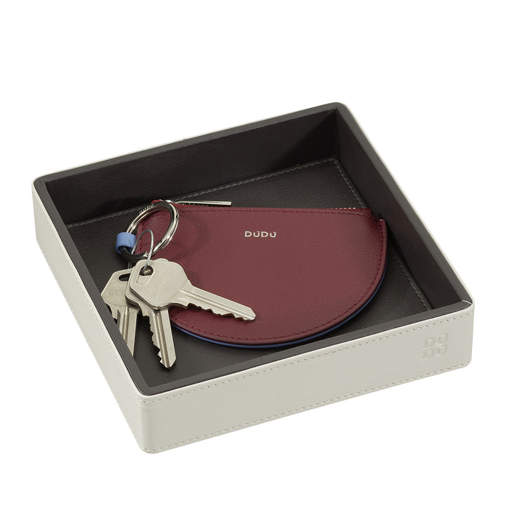 DUDU Svuotatasche in Pelle Colorato di Design da Ingresso Porta Oggetti, 14x14cm, con Scatola Regalo