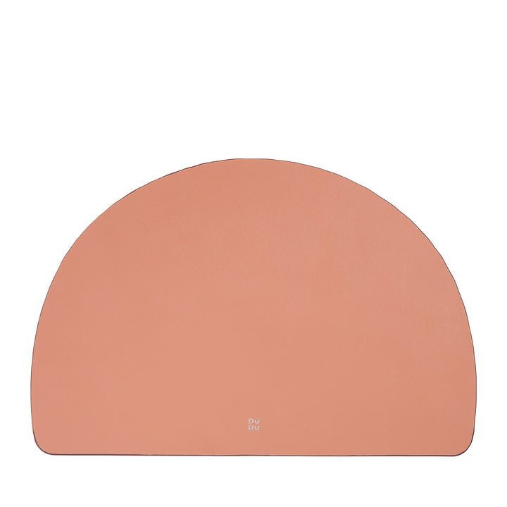 DUDU Tovaglietta Americana in Pelle, Tovagliette da Colazione Pranzo, Bifacciale Double Face, Antiscivolo, Mezzaluna 44x30 cm, Bicolore