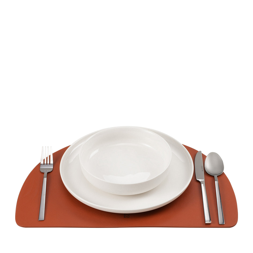 DUDU Tovaglietta Americana in Pelle, Tovagliette da Colazione Pranzo, Bifacciale Double Face, Antiscivolo, Mezzaluna 44x30 cm, Bicolore