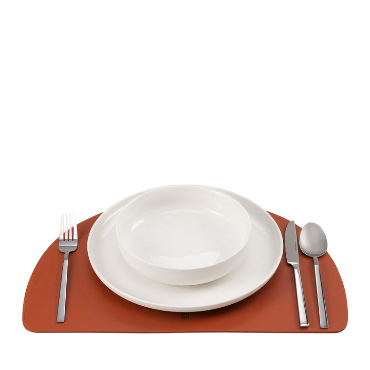 DUDU Tovaglietta Americana in Pelle, Tovagliette da Colazione Pranzo, Bifacciale Double Face, Antiscivolo, Mezzaluna 44x30 cm, Bicolore