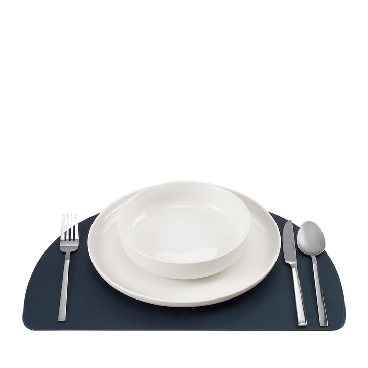 DUDU Tovaglietta Americana in Pelle, Tovagliette da Colazione Pranzo, Bifacciale Double Face, Antiscivolo, Mezzaluna 44x30 cm, Bicolore