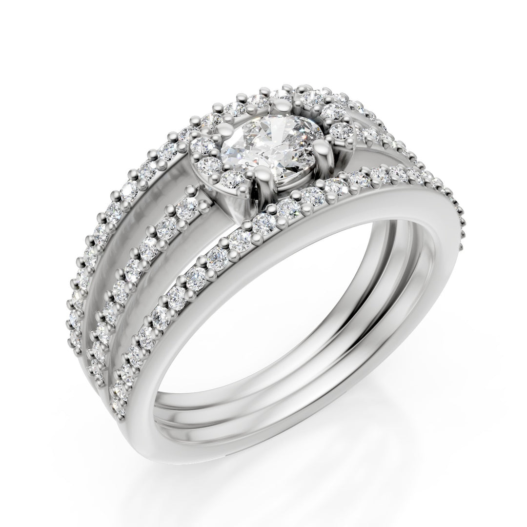 Golay anello fascia tre file pave&