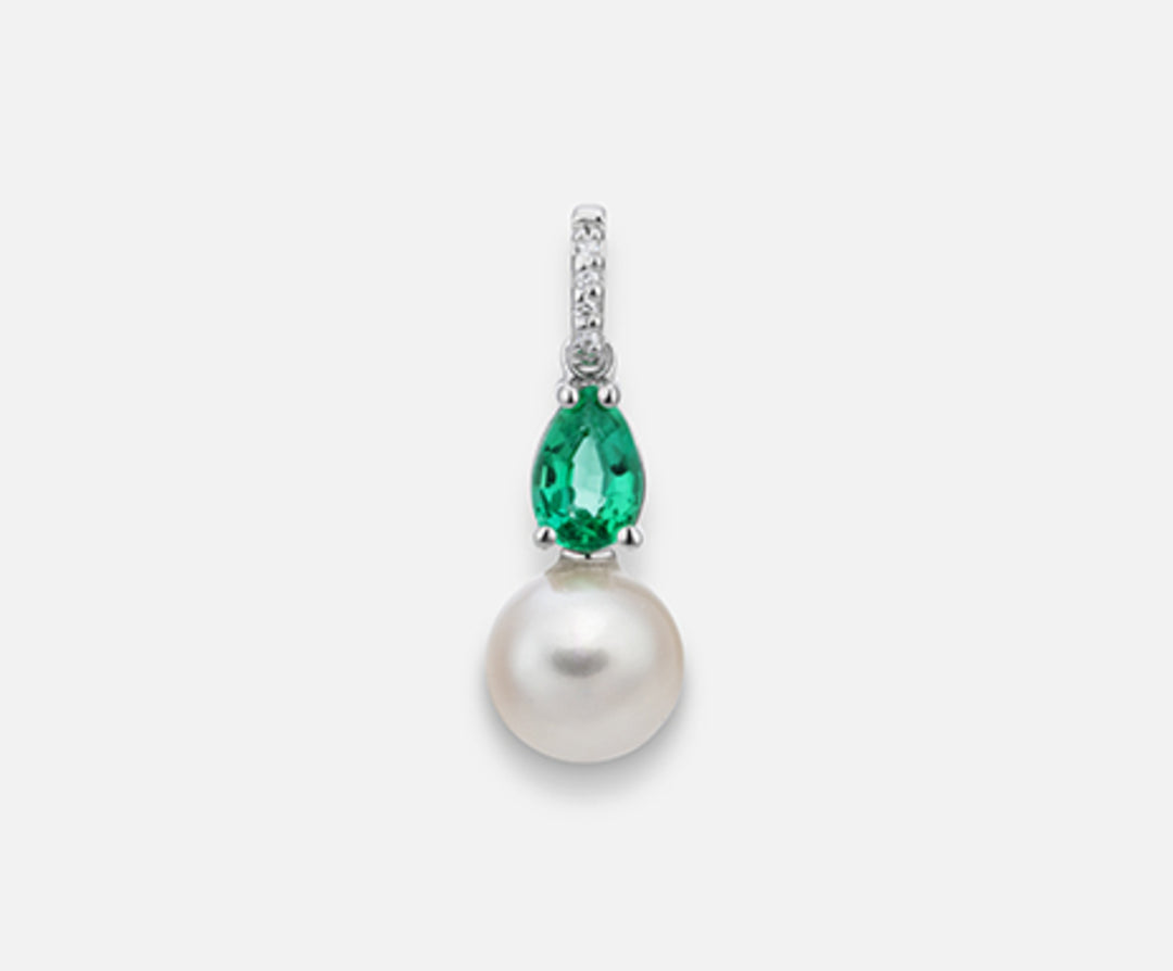 Nihama pe 18k fw 7,5/8 smeraldo goccia6x4 ct.0,40 dia ct.0,015 NP0393O4FABI075