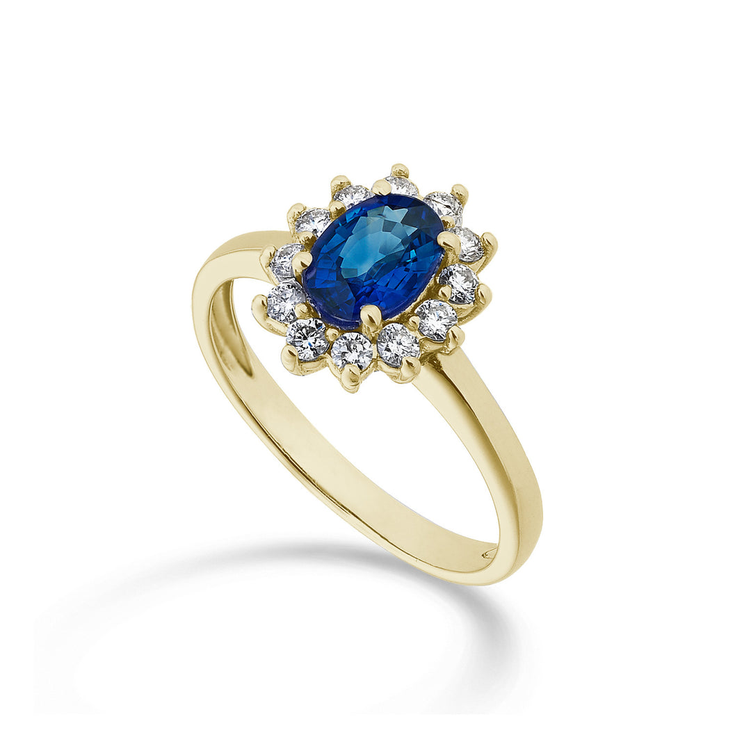 Nihama an 18k zaffiro n. ovale 7x5 ct.0,95 diam. ct.0,30 oro giallo NA5094O1ZFN095