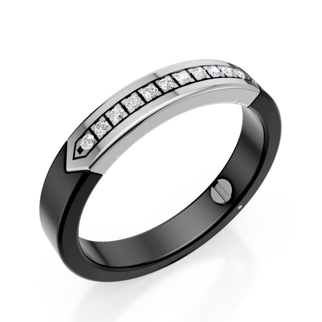 World Diamond Group anello con diamanti in titanio nero, con inserti in platino, misura 20 GAN019PTDINE-20