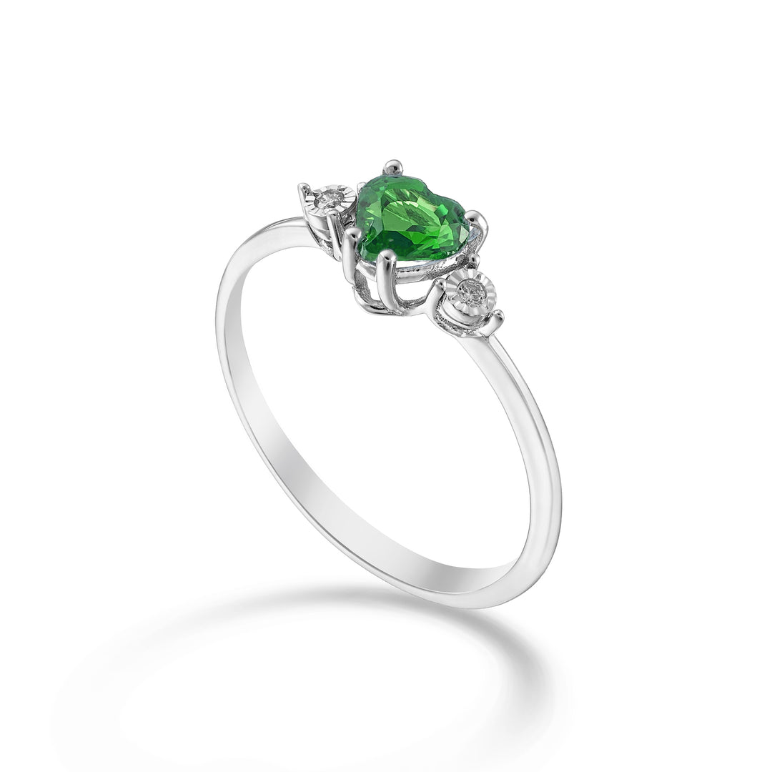 Nihama an 9k smeraldo n. cuore 5x5 e diamantini laterali NA5215R4SMN031