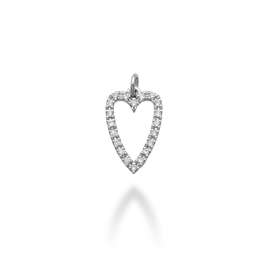 World Diamond Group pendente cuore lungo 18k ct.0,12 oro bianco GPEN213DIO4