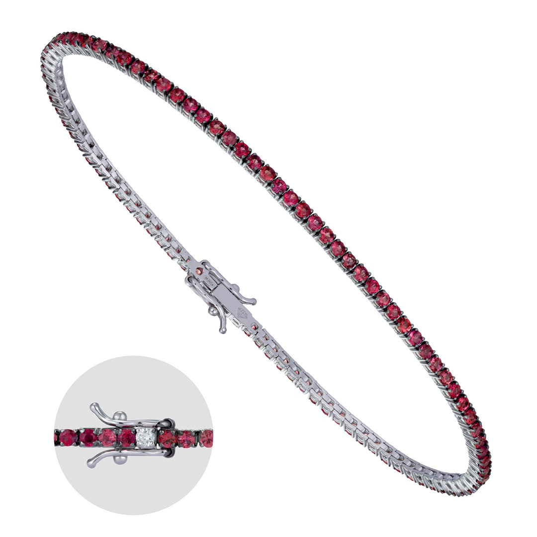 World Diamond Group bracciale tennis castone filo con rubini e 1 spot BTF001RUDI2A-21054110039