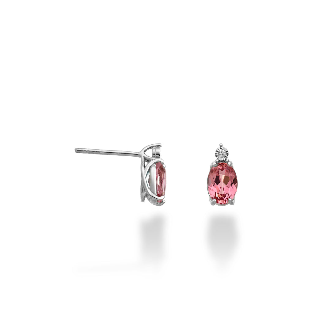 Nihama or 18k zaffiro rosa ovale 7x5 con diamantino NO5176O4ZFRP