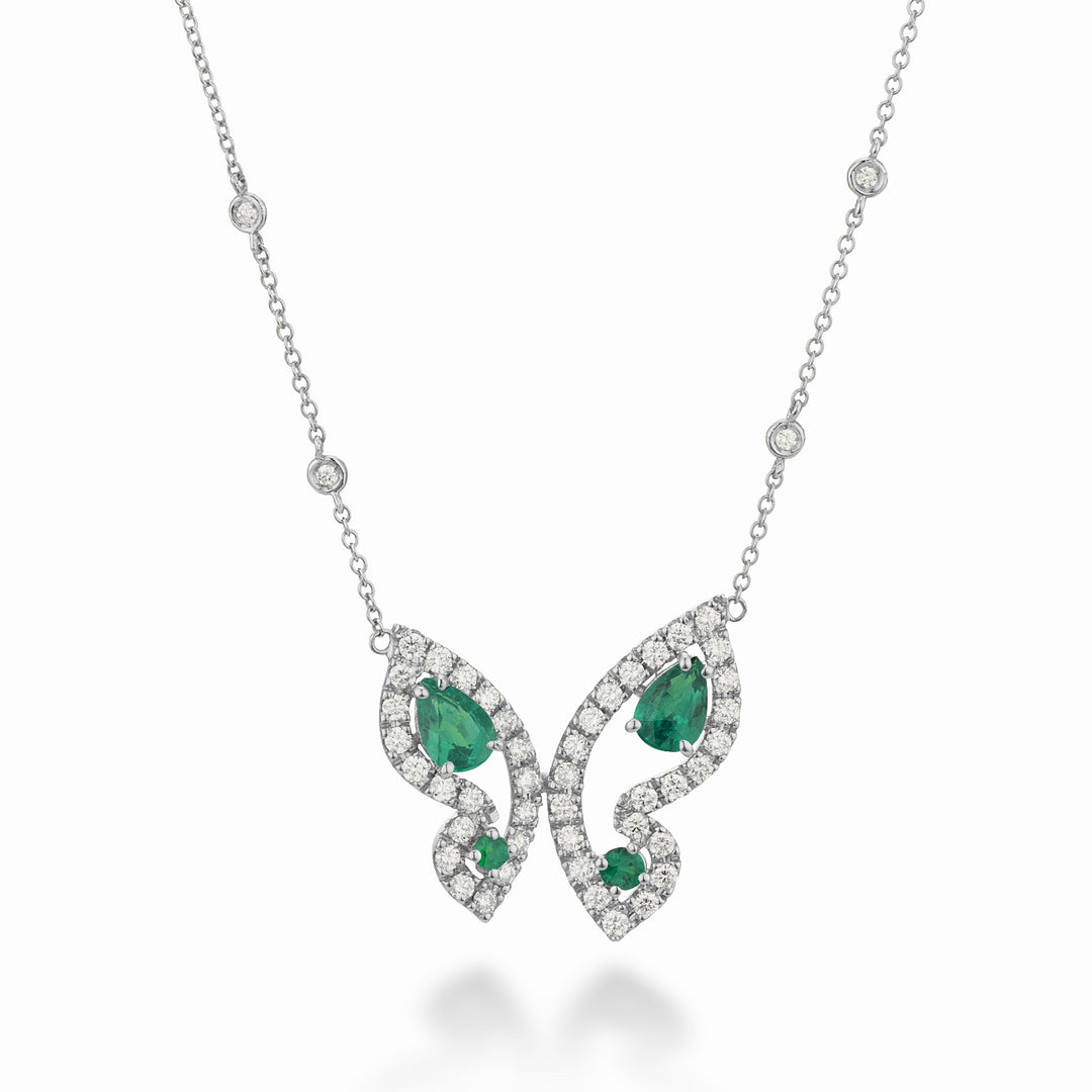 Golay girocollo mariposa grande con smeraldi e diamanti GFFA008DISM-22259110063