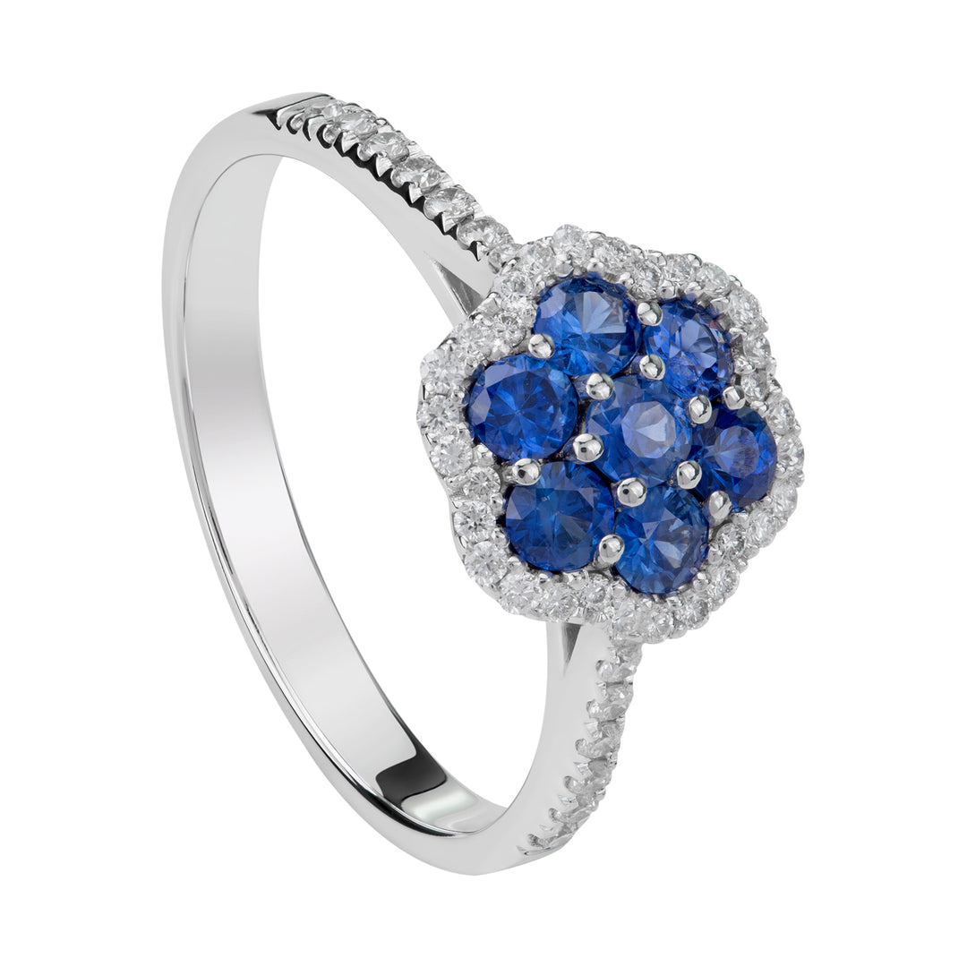 Golay anello fiore multipietra zaffiri pave&