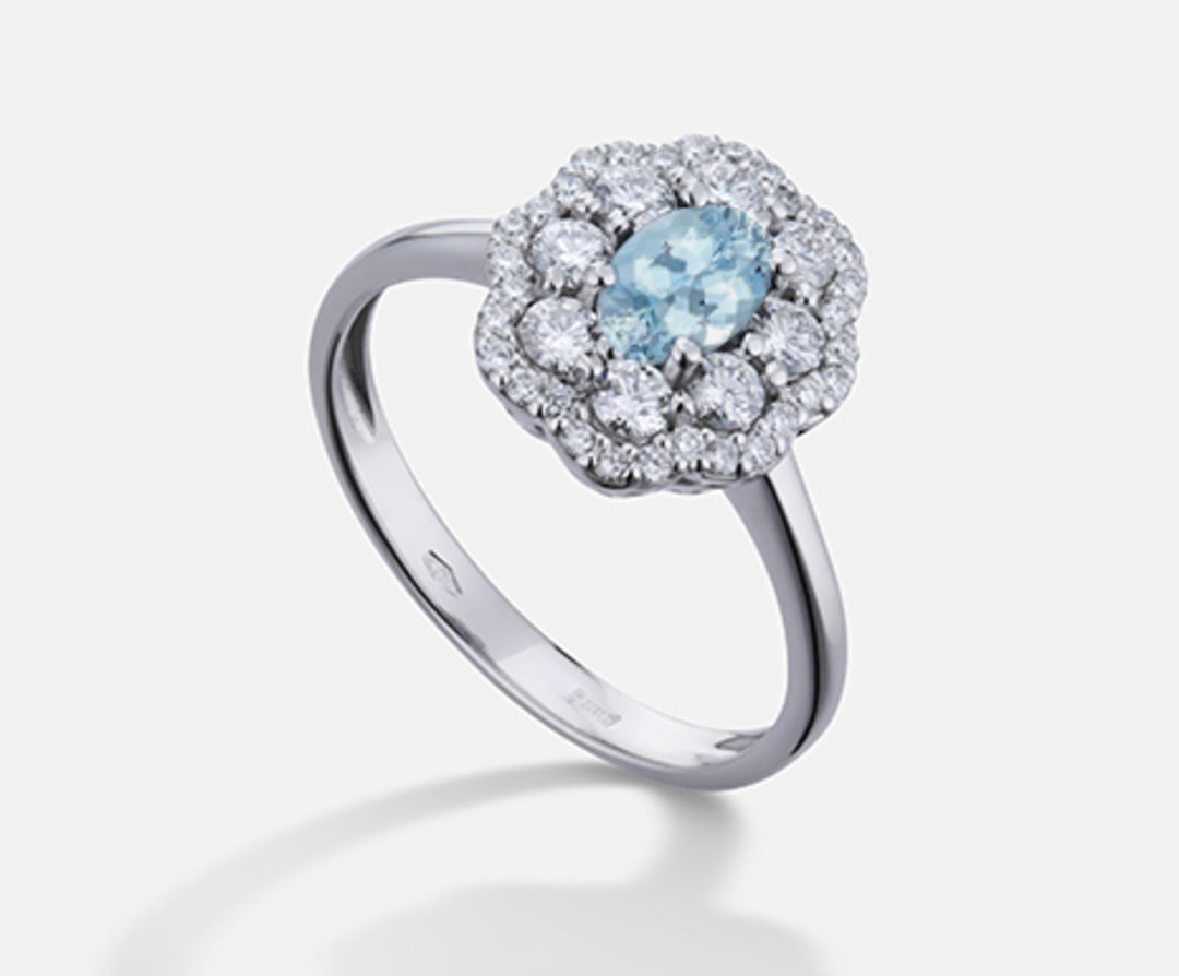Mikiko an 18k acquamarina ovale 6x4 ct.0,30 dia ct.0,63 MA5114O4AM