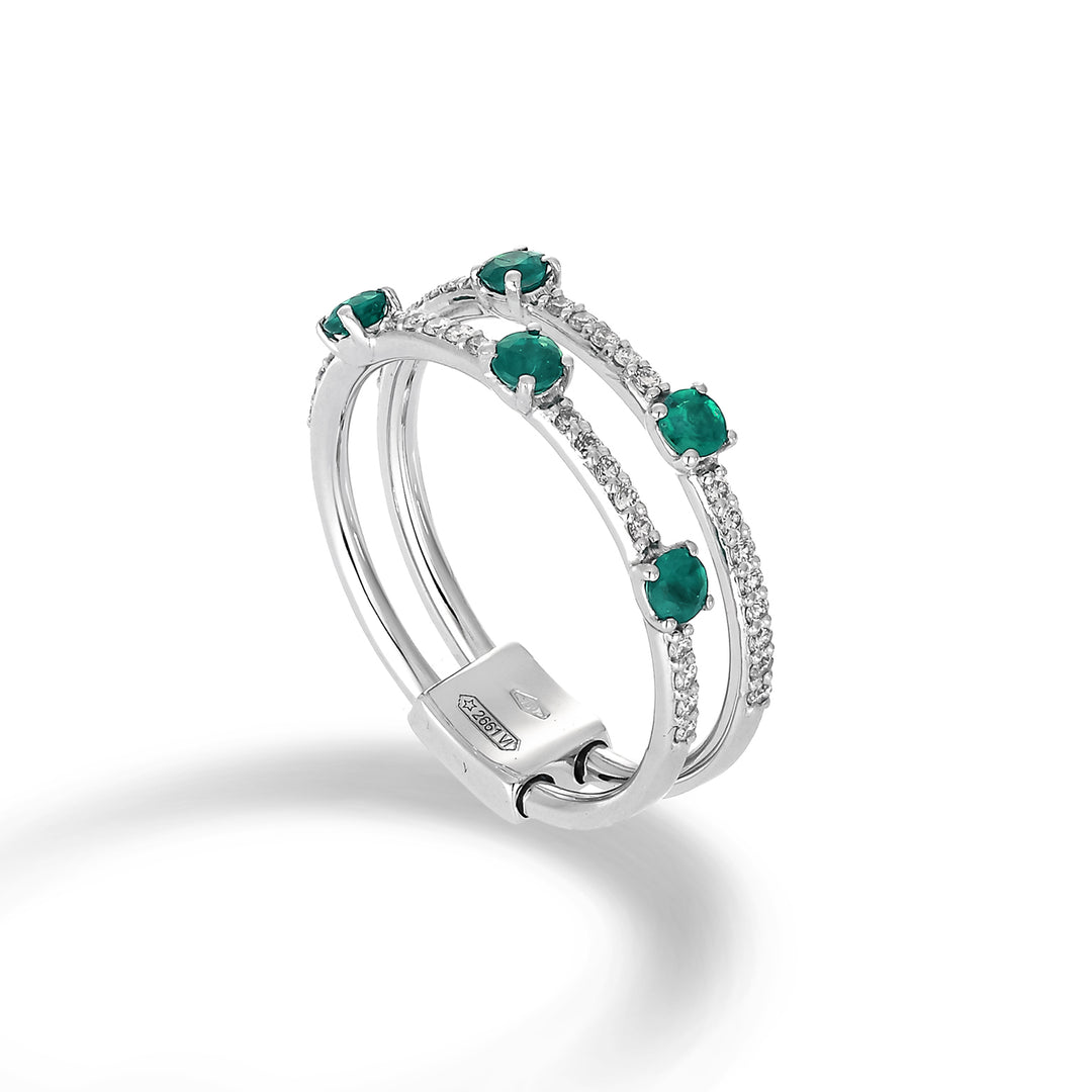 Golay anello multifila due file diamanti e smeraldi ATM003DISM-22073110012
