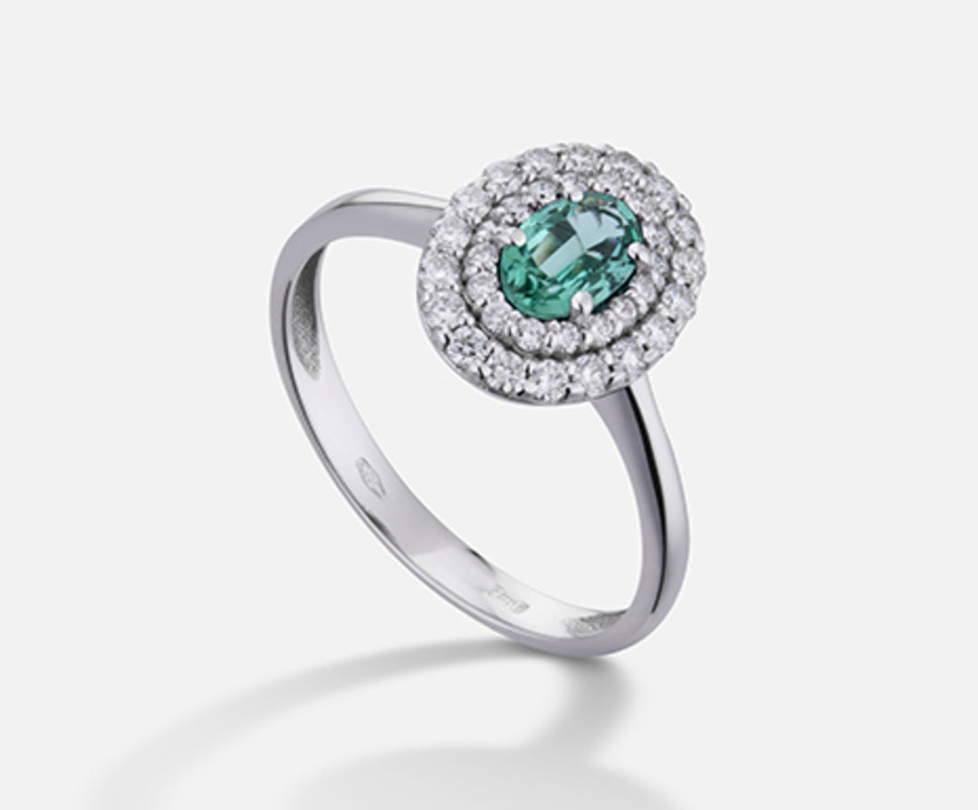 Mikiko an 18k smeraldo n. ovale 6x4 ct.0,38 dia ct.0,33 MA5117O4SMN038